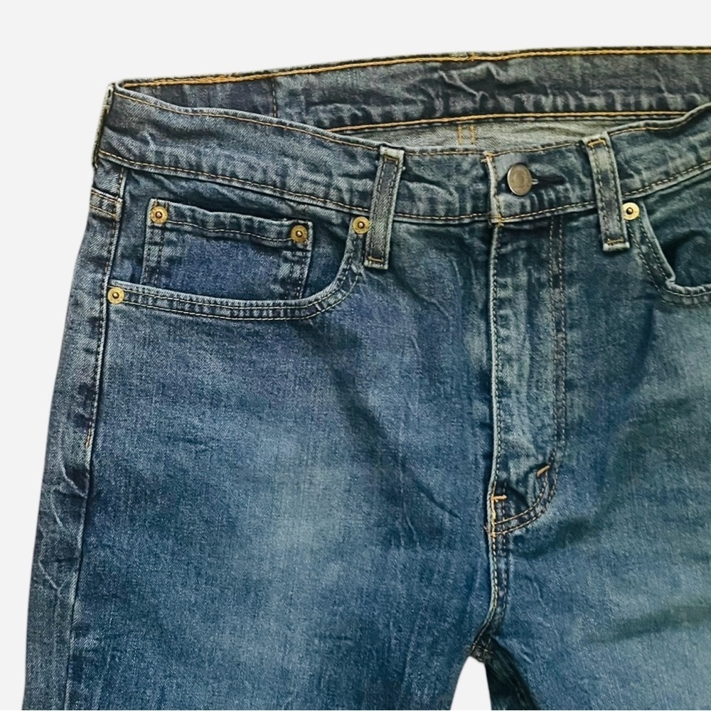 Levi Strauss denim blue straight jeans 527 Men 34/30 5pockets design zip logo - Picture 4 of 16